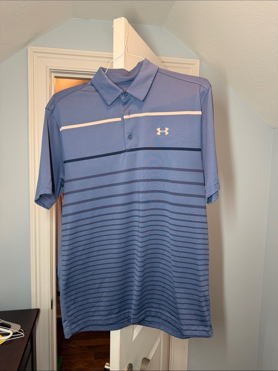 Under Armour Other - Under Armour Men's Light Blue Striped Performance Polo